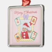 Cute Holiday Keepsake with Festive Pastel Frames  Metalen Ornament (Links)