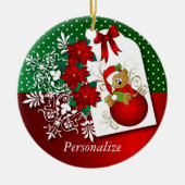 Cute Holiday Kerstmis Beer Keramisch Ornament (Voorkant)