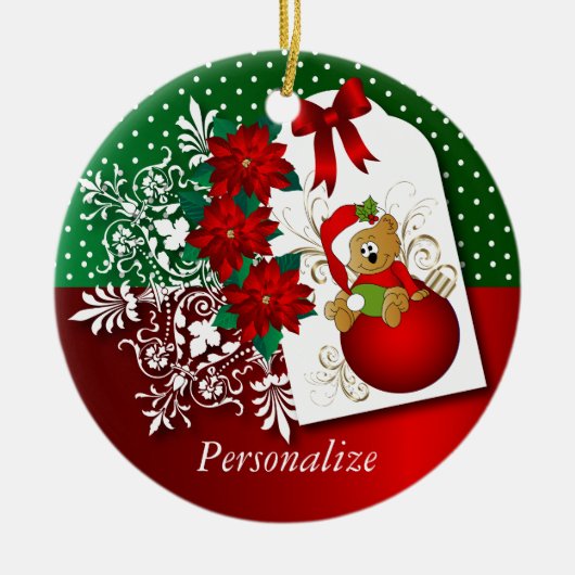 Cute Holiday Kerstmis Beer Keramisch Ornament (Voorkant)
