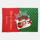 Cute Holiday Kerstmis Beer Theedoek (Horizontaal)