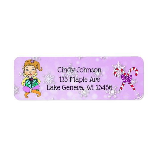 Cute Holiday Kerstmis Elf en Candy Canes Etiket (Voorkant)