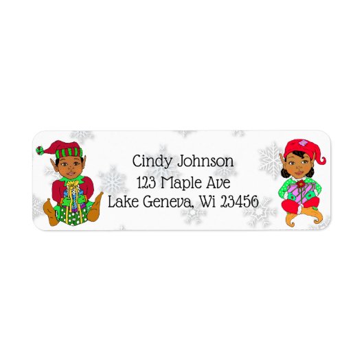 Cute Holiday Kerstmis Elf en Candy Canes Etiket (Voorkant)