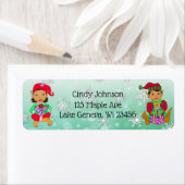 Cute Holiday Kerstmis Elf en Candy Canes Etiket (Insitu)