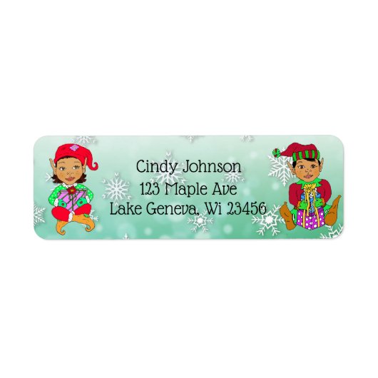 Cute Holiday Kerstmis Elf en Candy Canes Etiket (Voorkant)