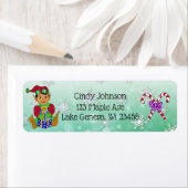 Cute Holiday Kerstmis Elf en Candy Canes Etiket (Insitu)