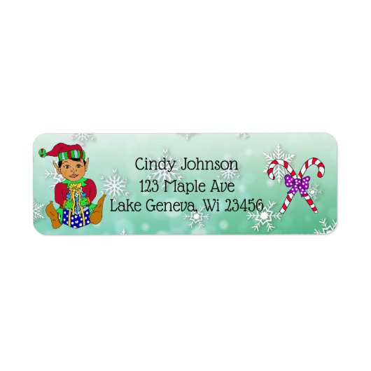 Cute Holiday Kerstmis Elf en Candy Canes Etiket (Voorkant)