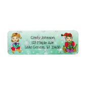 Cute Holiday Kerstmis Elf en Candy Canes Etiket (Voorkant)