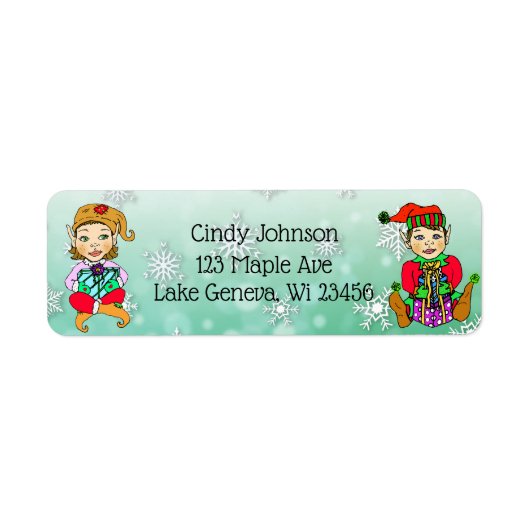 Cute Holiday Kerstmis Elf en Candy Canes Etiket (Voorkant)