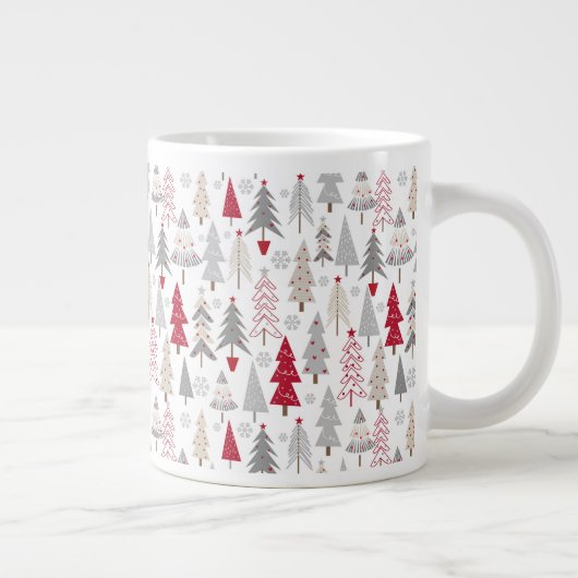 Cute Holiday Kerstmis Patroon Grote Koffiekop (Rechts)