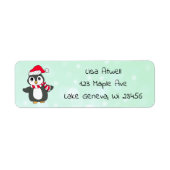 Cute Holiday Kerstmis Penguin Etiket (Voorkant)