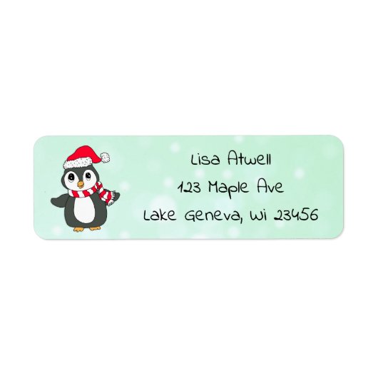 Cute Holiday Kerstmis Penguin Etiket (Voorkant)