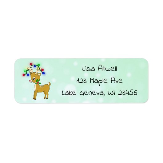 Cute Holiday kerstrenrendiertje Etiket (Voorkant)