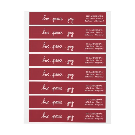 Cute Holiday Love Peace Jose Script Red (Vel)