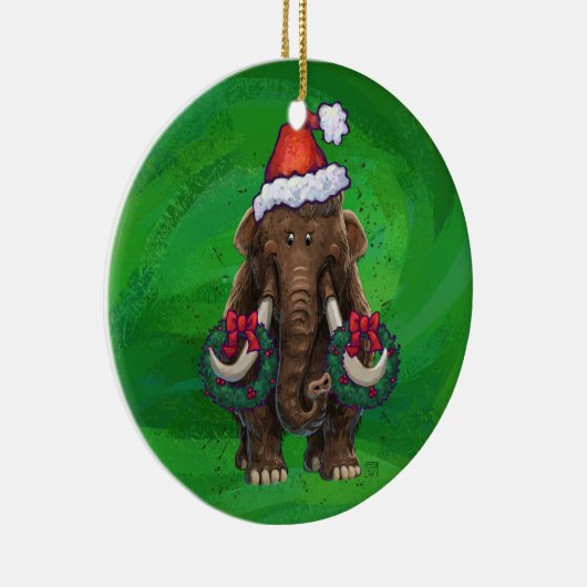 Cute Holiday Mastodon Ceramic Ornament (Rechts)