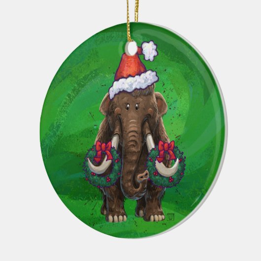 Cute Holiday Mastodon Ceramic Ornament (Links)