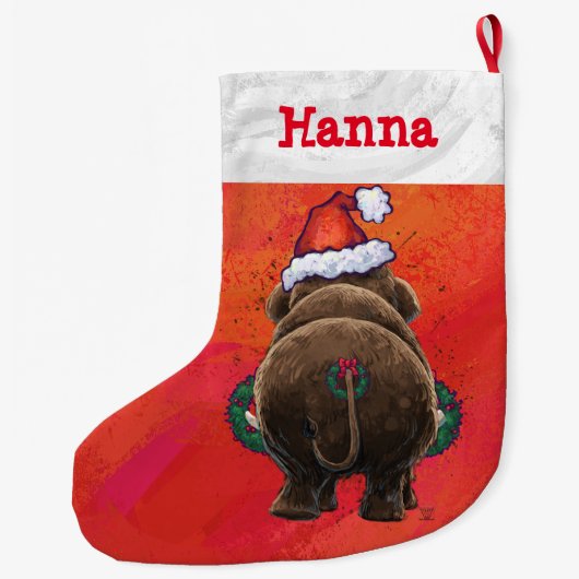Cute Holiday Mastodon Grote Kerstsok (Achterkant)