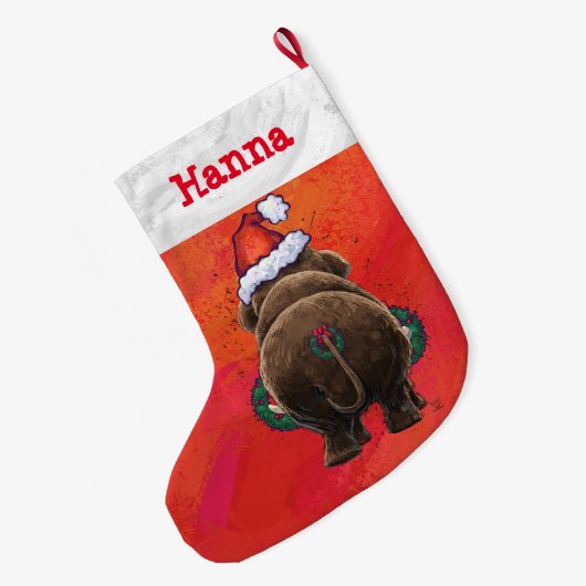 Cute Holiday Mastodon Grote Kerstsok (Achterkant (Hangend))