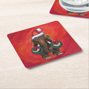 Cute Holiday Mastodon Kartonnen Onderzetters
