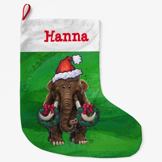 Cute Holiday Mastodon Large Kerststop Grote Kerstsok (Voorkant)