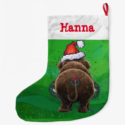 Cute Holiday Mastodon Large Kerststop Grote Kerstsok (Achterkant)