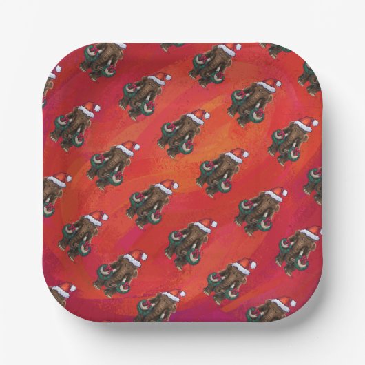 Cute Holiday Mastodon Papieren Bordje (Voorkant)