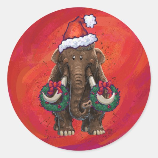 Cute Holiday Mastodon Ronde Sticker (Voorkant)