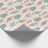 Cute Holiday Nutcracker Ballerina Pattern Cadeaupapier (Hoek)