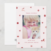 Cute Holiday Ornament Doodles met Unicorn Feestdagenkaart (Voorkant / Achterkant)