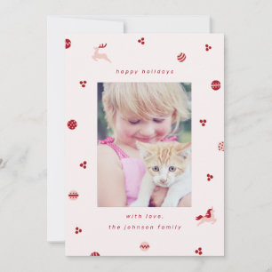 Cute Holiday Ornament Doodles met Unicorn Feestdagenkaart