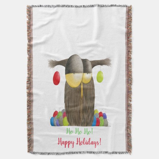 Cute Holiday Owl Deken (Voorkant Verticaal)