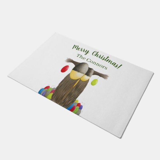 Cute Holiday Owl Deurmat (Schuin)