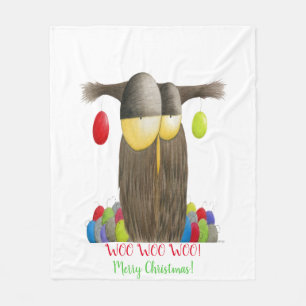 Cute Holiday Owl Fleece Deken