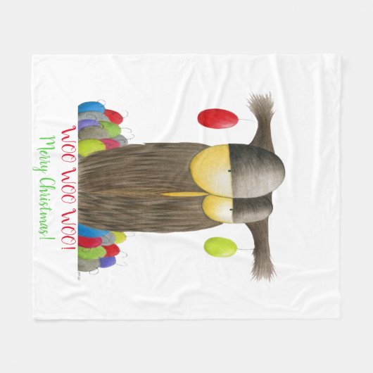 Cute Holiday Owl Fleece Deken (Voorkant (Horizontaal))