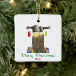 Cute Holiday Owl Illustratie Keramisch Ornament