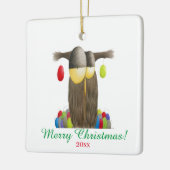 Cute Holiday Owl Illustratie Keramisch Ornament (Links)