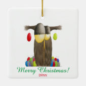 Cute Holiday Owl Illustratie Keramisch Ornament (Achterkant)