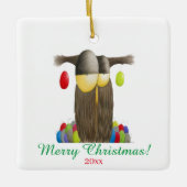 Cute Holiday Owl Illustratie Keramisch Ornament (Voorkant)