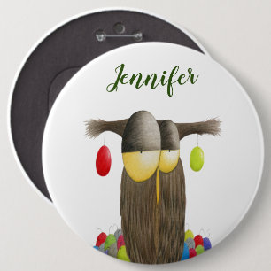 Cute Holiday Owl Illustratie Ronde Button 6,0 Cm