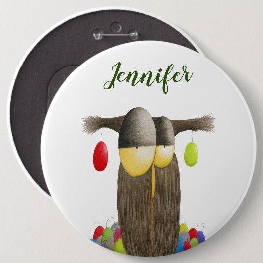 Cute Holiday Owl Illustratie Ronde Button 6,0 Cm (Voorkant /achterkant)