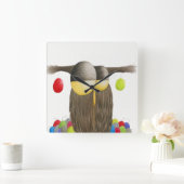 Cute Holiday Owl Illustratie Vierkante Klok (Huis)