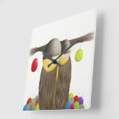 Cute Holiday Owl Illustratie Vierkante Klok (Hoek)