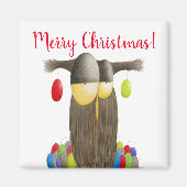 Cute Holiday Owl Magneet (Voorkant)