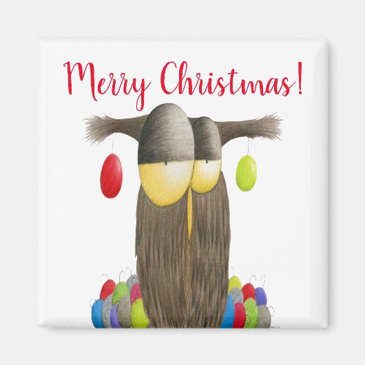 Cute Holiday Owl Magneet (Voorkant)