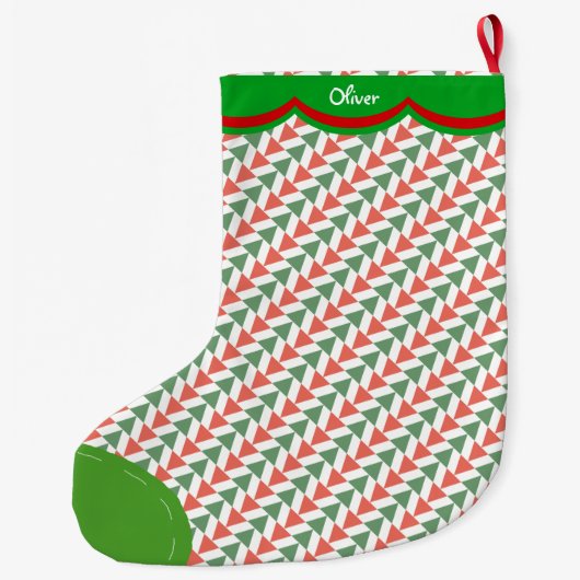 Cute Holiday Owl Pattern Gepersonaliseerd Grote Kerstsok (Achterkant)