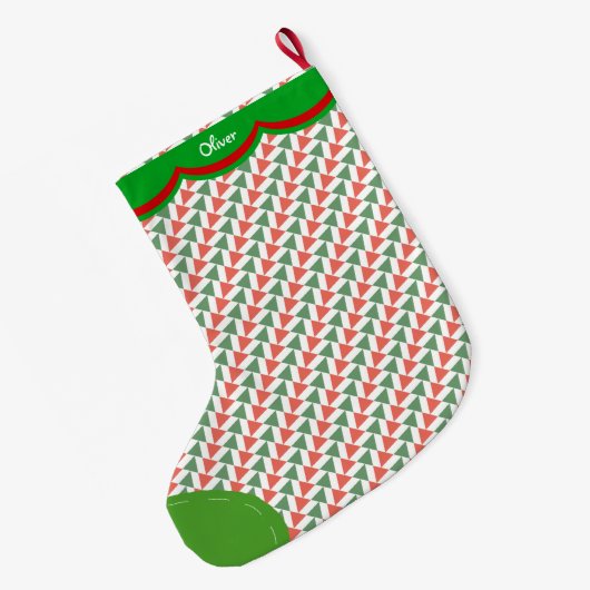 Cute Holiday Owl Pattern Gepersonaliseerd Grote Kerstsok (Achterkant (Hangend))