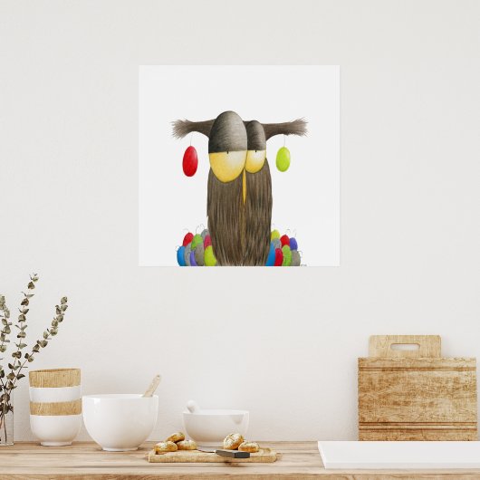 Cute Holiday Owl Poster (Keuken)