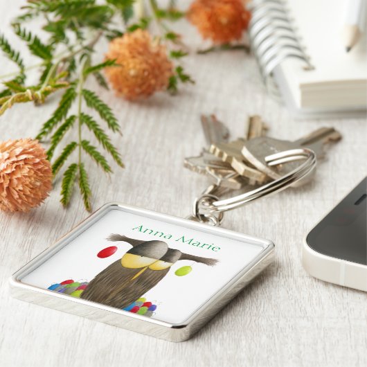 Cute Holiday Owl Sleutelhanger (Zijkant)