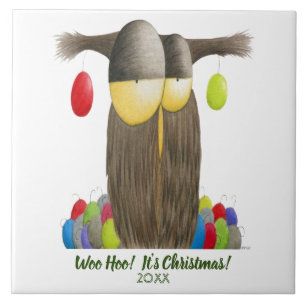 Cute Holiday Owl Tegeltje