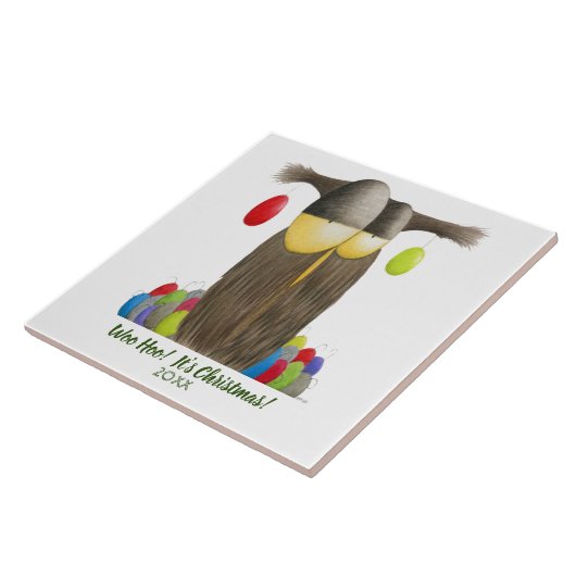 Cute Holiday Owl Tegeltje (Zijkant)