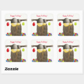 Cute Holiday Owl Vierkante Sticker (Vel)